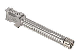 Lantac 9INE threaded fluted barrel for the Glock G17 features a stainless steel finish.